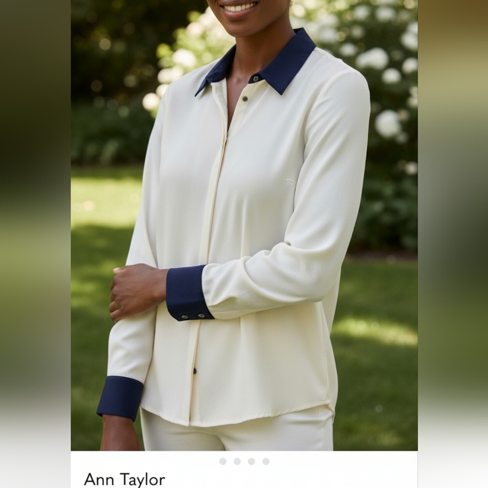 Womens Cream and Blue Shirt